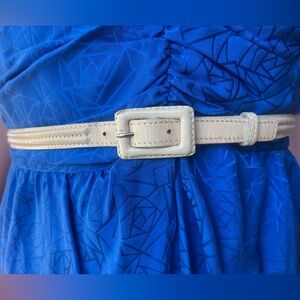 Vintage Saint Laurent Paris Leather Belt - Made in France - Cream / Ivory XS/SM